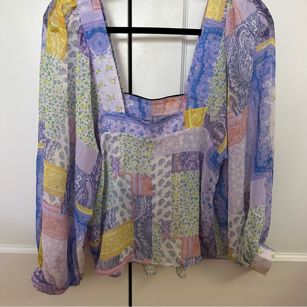 Asos Design Patchwork Pattern Blouse - Us Size 8 - image 5